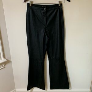 Boohoo Italy faux leather black pants flare bootcut leg high rise size US 6